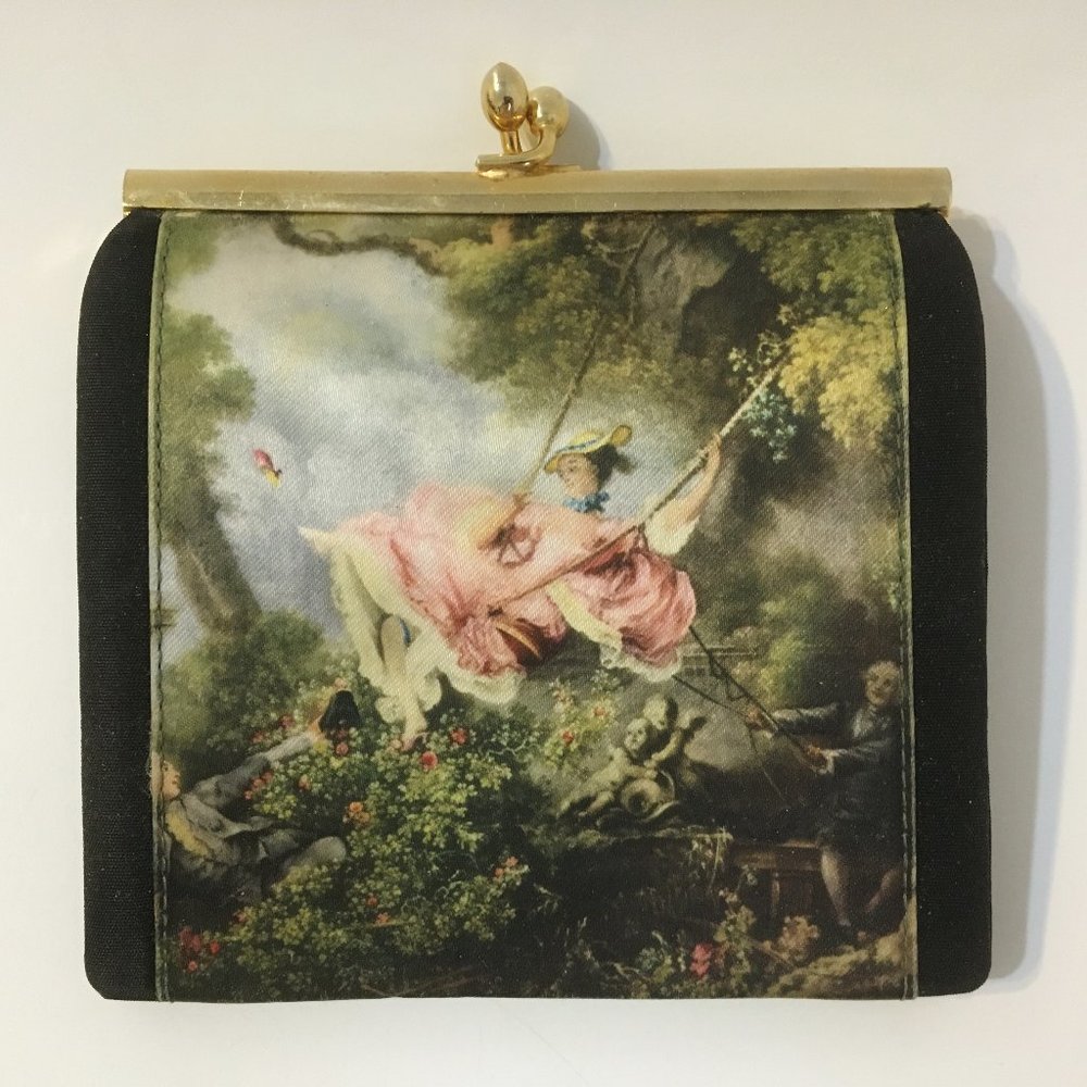 Vintage Wallet Garden Scene Tri-Fold Coin Purse Card Bill Slots Made In Italy